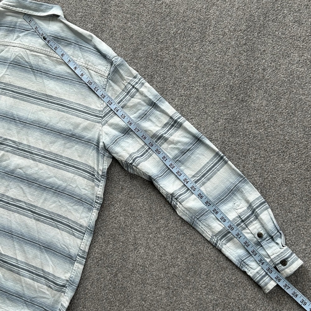 Patagonia Shirt Men XXL Lightweight Long Sleeve Fjord Flannel Blue Stripe Cotton - Picture 9 of 13